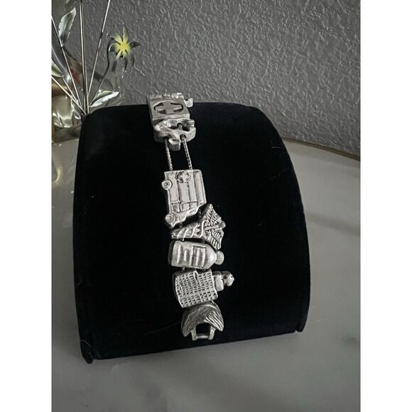 Vintage TOFA Doctor Nursing Bracelet Slide Charms Silvertone 1995 7.5” - Picture 3 of 7